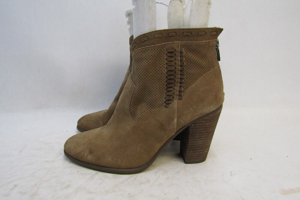 Vince Camuto Women Sz 9.5 M Brown Suede Zip Ankle Fashion Boots Bootie